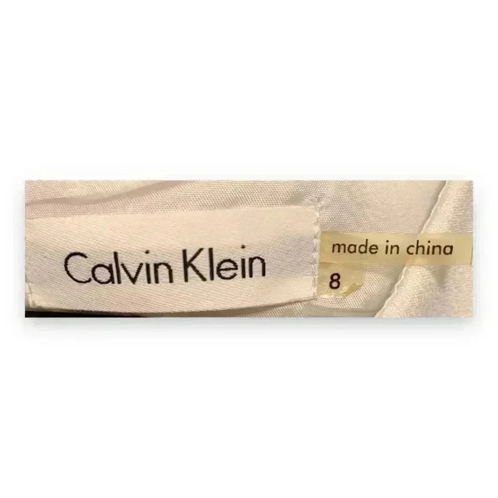 Calvin Klein Colorblock Size 8 Knee Length Black Leather Belted Casual Dress - Picture 4 of 16